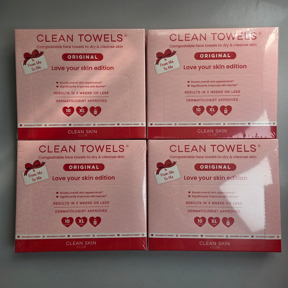 Clean Skin Club Clean Towels Original Love Your Skin Edition 10ct XL 4 Pack